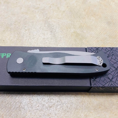 ProTech E7T01 Emerson CQC7 3.25" Chisel Tanto Blasted Blade Black Handle Auto Knife - E7T01