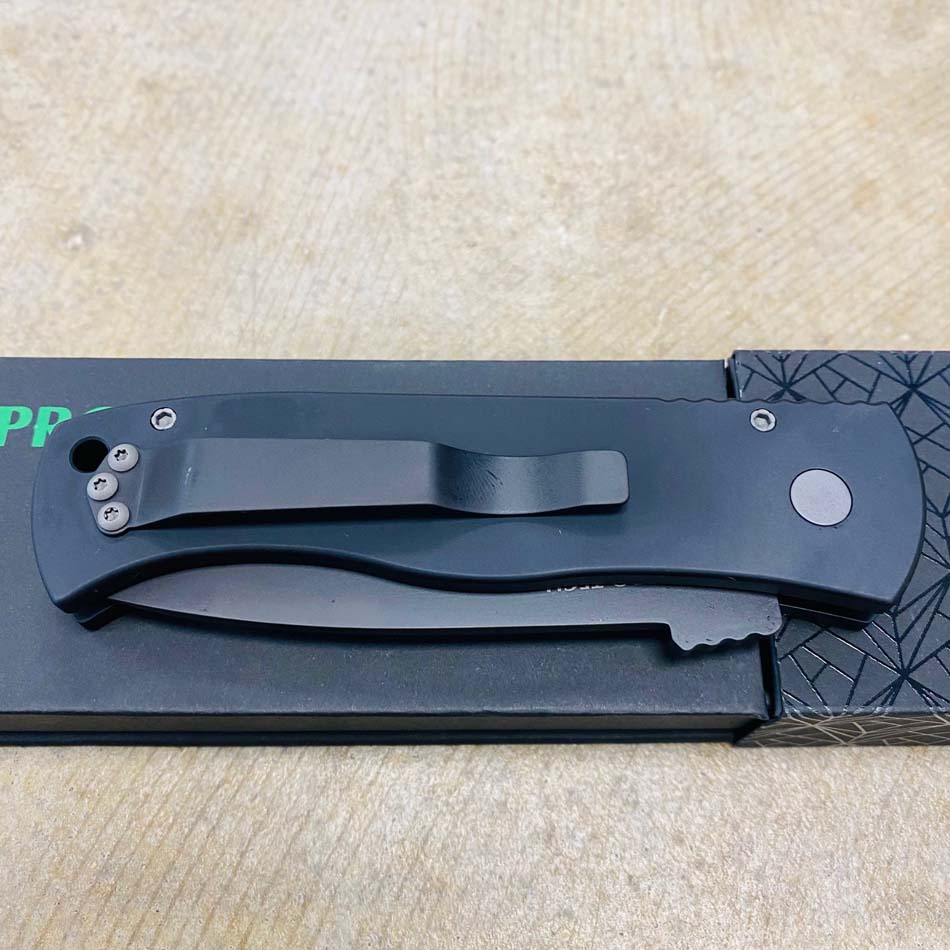 ProTech E7T03 Emerson CQC7 3.25" Chisel Tanto Black Blade, Black Handle Auto Knife - E7T03