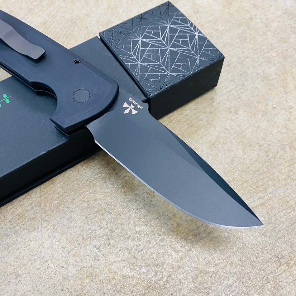 Protech LG303 D2 Les George Rockeye 3.4" CPM-D2 DLC Black Blade Black Handles Automatic Knife - LG303 D2
