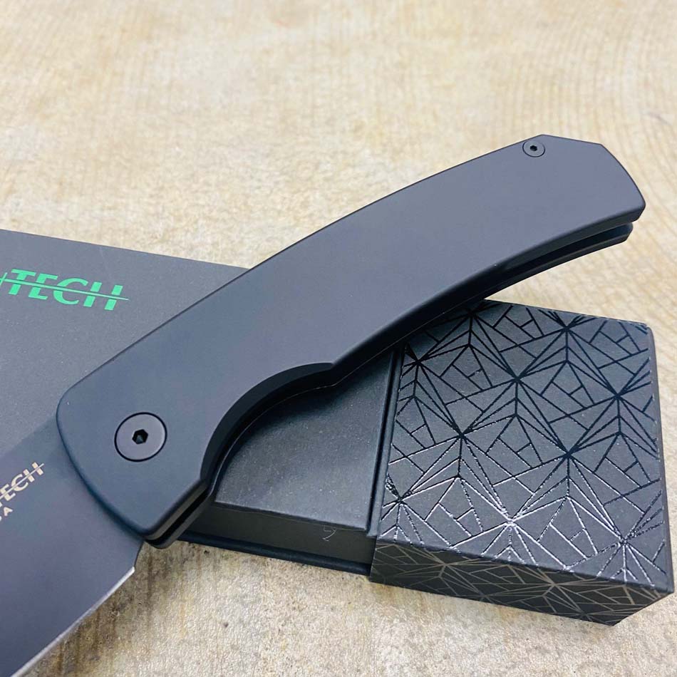 Protech M2603 MAGIC 2, 3.75" 154CM Drop Point, Mike Whiskers Allen Design, Solid Black Handle, Black Blade, Automatic Knife - M2603