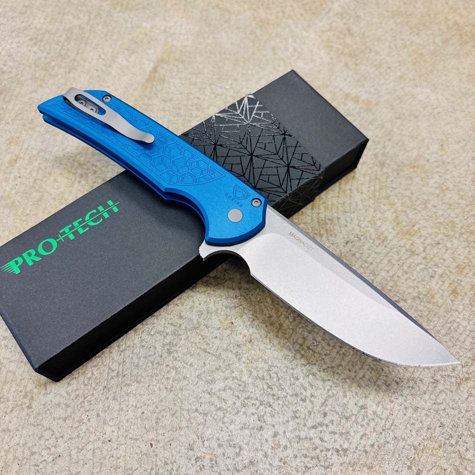 Protech MX105-BLUE GRIDLOCK Mordax Gridlock Textured Blue Handles
