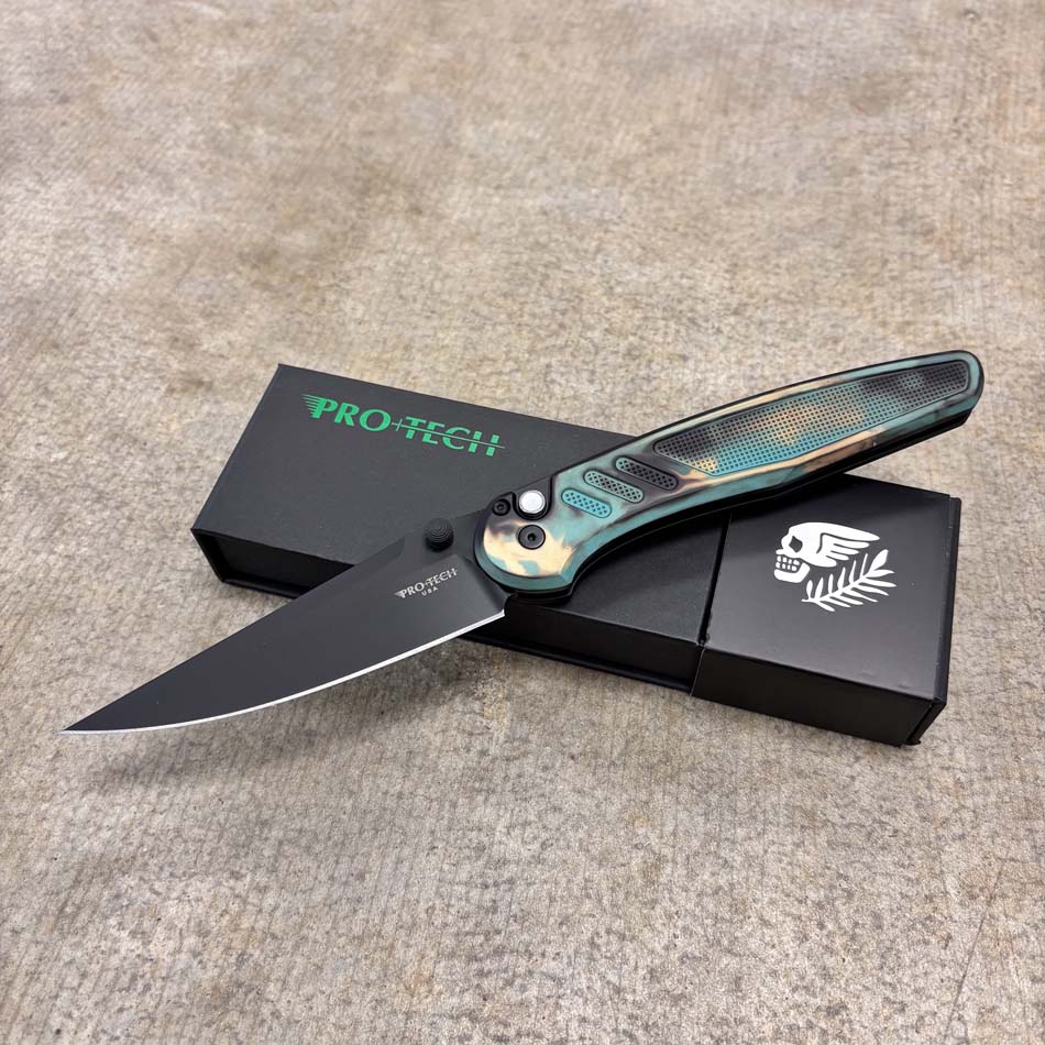 Protech PN1103-Shipwreck, Peace Neighbor Avalon, Knurled "Shipwreck" Handle, DLC black Magnacut blade Knife - Protech PN1103-Shipwreck knife