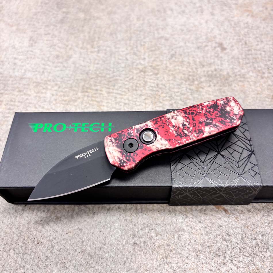 Protech R5303-CTC, Runt 5 Crimson Tiger Camo Custom Anodized Handle, DLC Black Magnacut Wharncliffe Blade, Knife - Protech R5303-CTC Knife