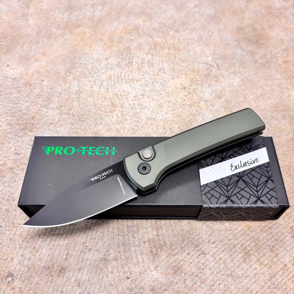 ProTech BST26.SCAPEGOAT.1 Ramon Chaves Scapegoat Compact Auto, Green AL Handle, DLC Black MagnaMax Blade, Knife BLADE SHOW TEXAS 2026 - BST26.SCAPEGOAT.1