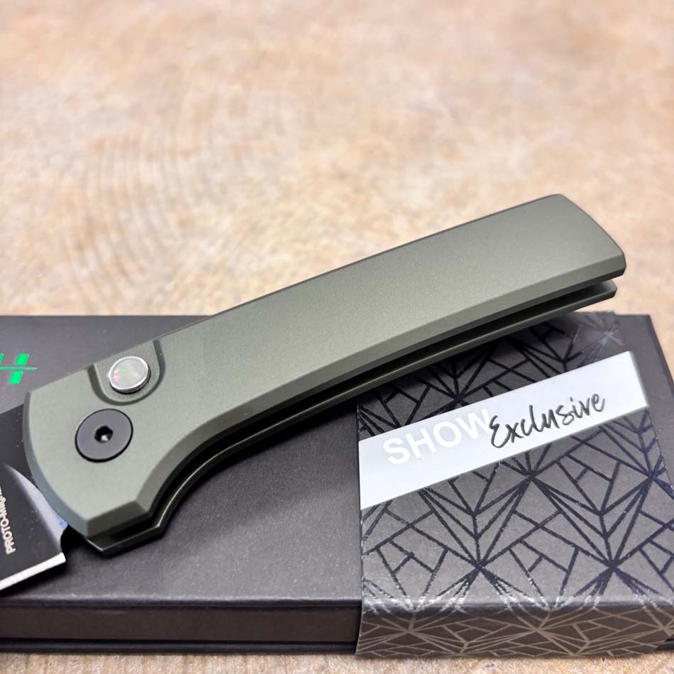 ProTech BST26.SCAPEGOAT.1 Ramon Chaves Scapegoat Compact Auto, Green AL Handle, DLC Black MagnaMax Blade, Knife BLADE SHOW TEXAS 2026 - BST26.SCAPEGOAT.1