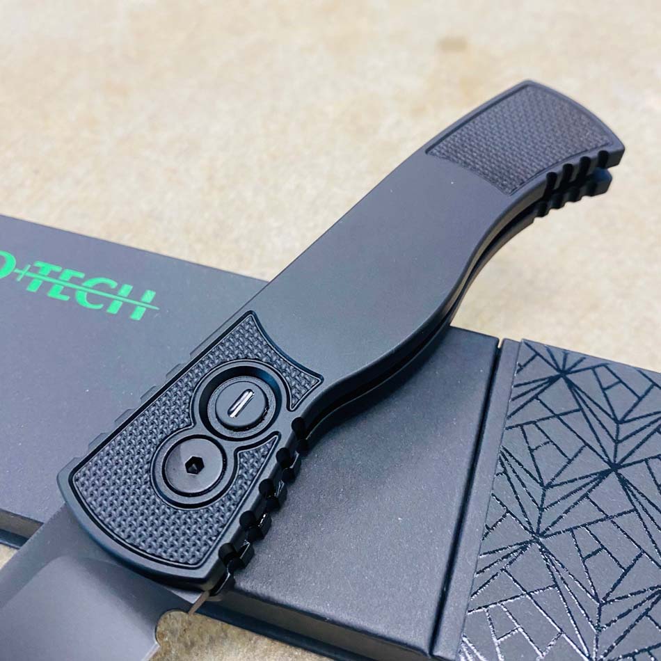 Protech T203-Operator Tactical Response 2 Drop Point 3.0" Sterile Black Magnacut Blade Auto All Black Hardware Tritium Button Knife - T203-Operator