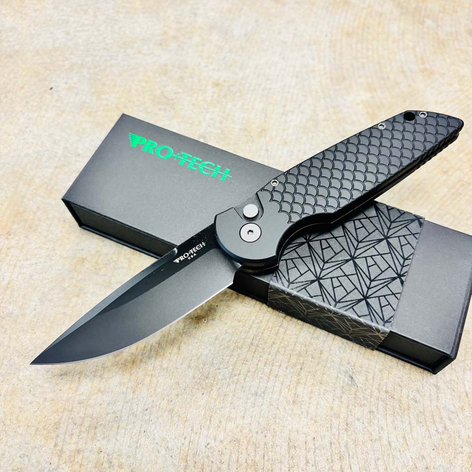 PROTECH TR-3 X1 MC Black Magnacut 3.5" Blade Tactical Response 3 Military Issue Black "Fish Scale" Handle Auto Knife - TR-3 X1 MC