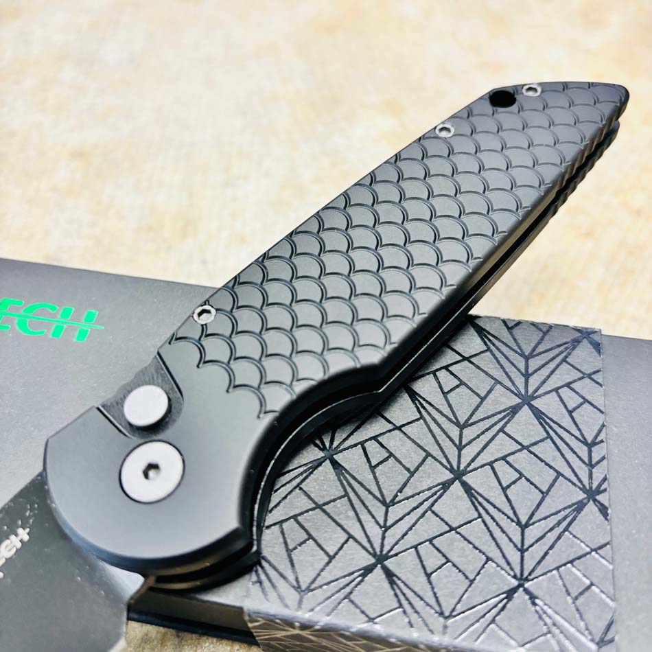 PROTECH TR-3 X1 MC Black Magnacut 3.5" Blade Tactical Response 3 Military Issue Black "Fish Scale" Handle Auto Knife - TR-3 X1 MC