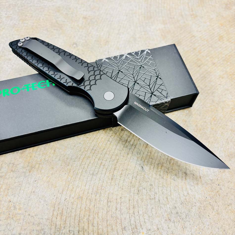 PROTECH TR-3 X1 MC Black Magnacut 3.5" Blade Tactical Response 3 Military Issue Black "Fish Scale" Handle Auto Knife - TR-3 X1 MC