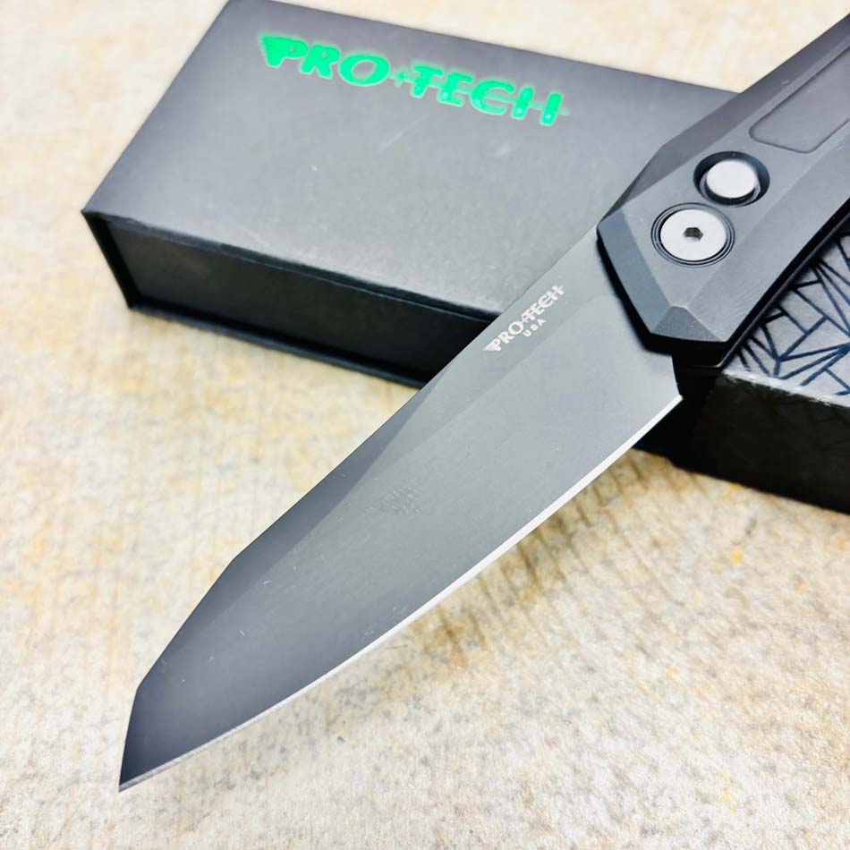 Protech DS103 Oligarch Dmitry Sinkevick Design Solid Black Aluminum Handles, DLC Black Magnacut Blade Knife - DS103