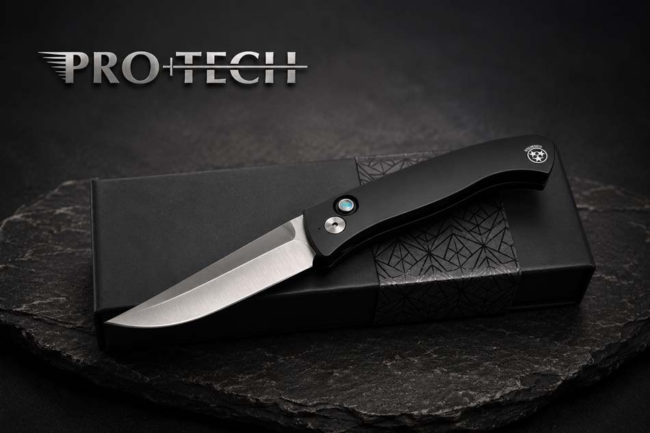 Protech BSA26.Brend.1, Brend Classic Auto, Black Aluminum Handles, Satin 154CM Blade, Abalone Button, Knife Protech BSA26.Brend.1, Brend Classic Auto, Black Aluminum Handles, Satin 154CM Blade, Abalone Button, Knife