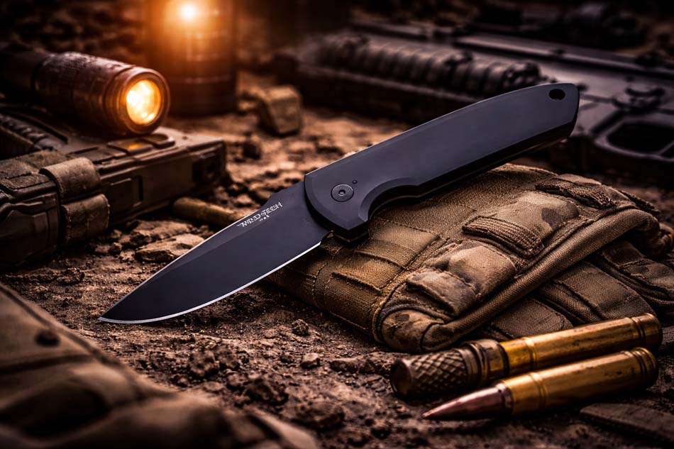 Protech LG303 D2 Les George Rockeye 3.4" CPM-D2 DLC Black Blade Black Handles Automatic Knife - LG303 D2