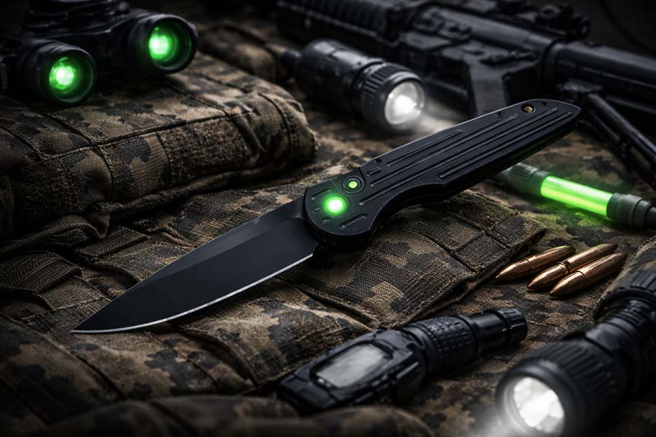 ProTech TR-3 SWAT OPERATOR Clip Point 3.5" Auto Black Handle with Groove Texture Frame, Sterile Black Blade, All Black Hardware, Tritium Push Button Knife - TR-3 SWAT OPERATOR
