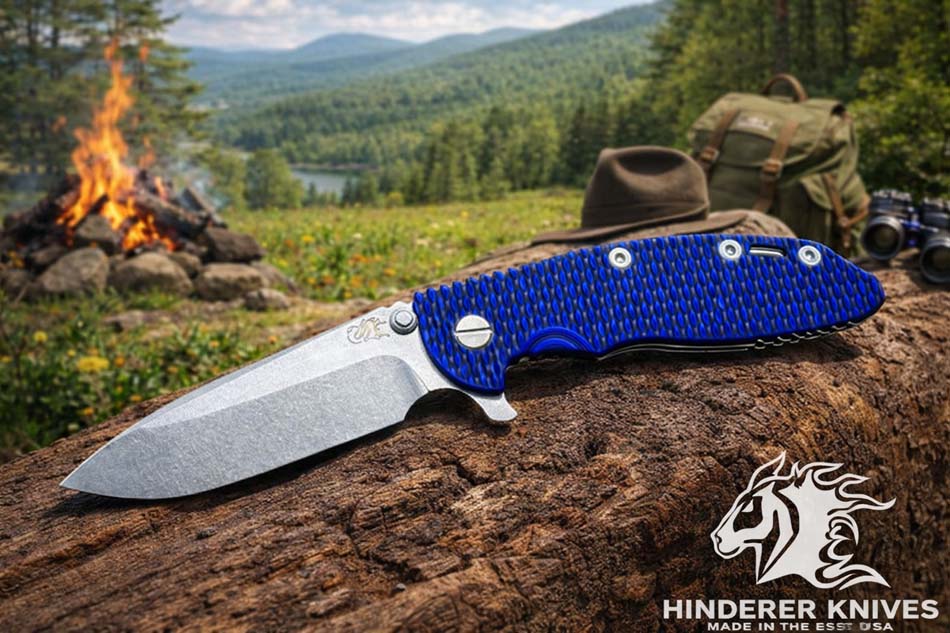 Rick Hinderer XM-18 3.25" Spearpoint Tri-Way Stonewash, Blue/Black G10 Knife Rick Hinderer XM-18 3.25" Spearpoint Tri-Way Stonewash, Blue/Black G10 Knife