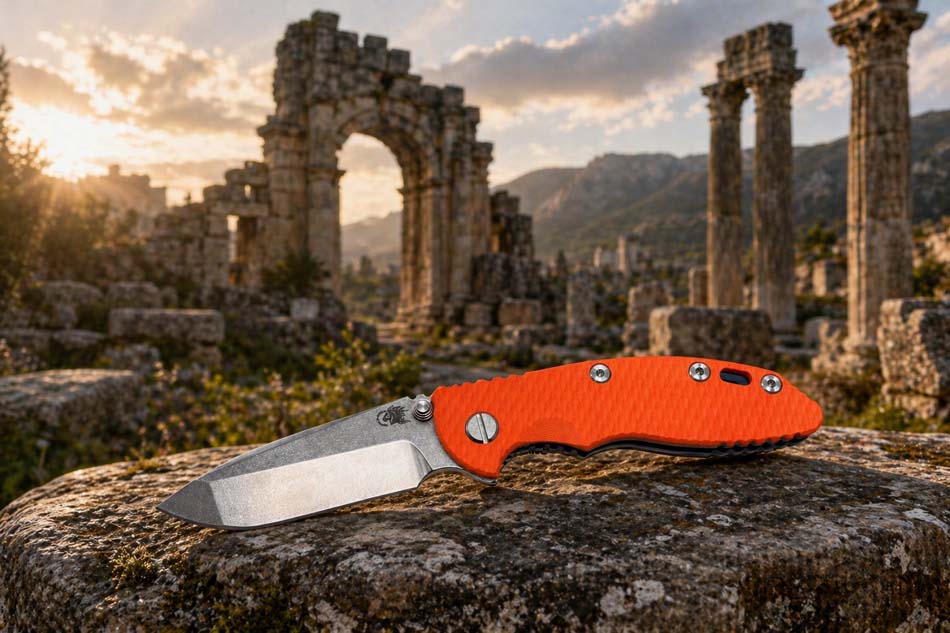 Rick Hinderer XM-18 3.25" Spanto Tri-Way NON FLIPPER Stonewash Blue, Orange G10 Knife Rick Hinderer XM-18 3.25" Spanto Tri-Way NON FLIPPER Stonewash Blue, Orange G10 Knife