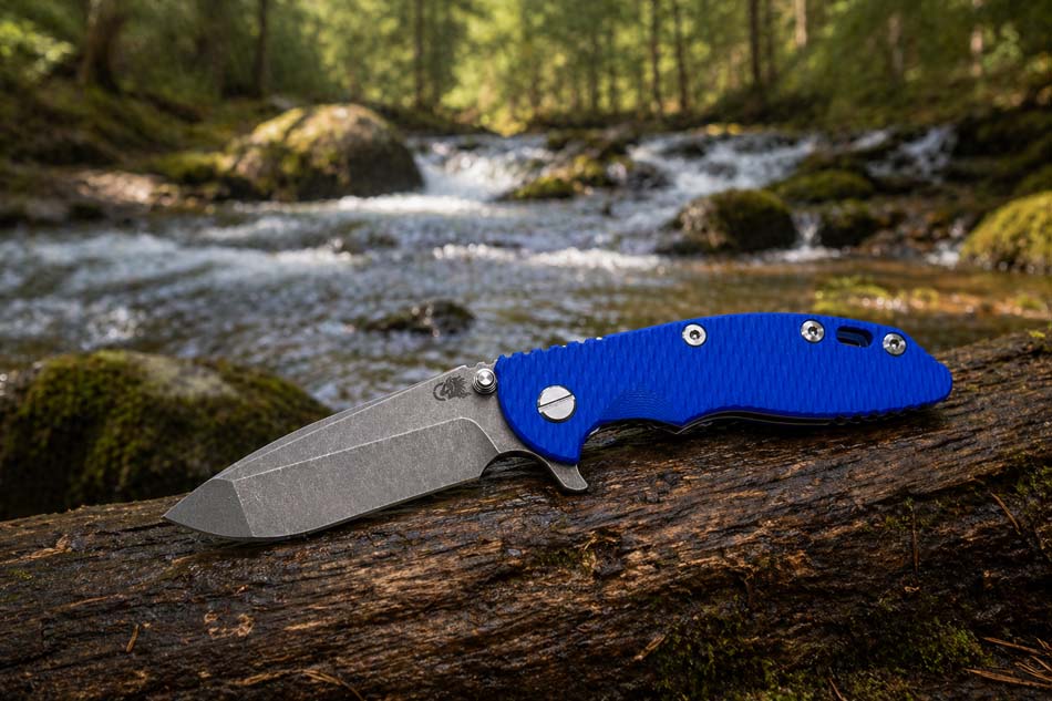 Rick Hinderer XM-18 3.25" Spanto Tri-Way Battle Blue, Blue G10 Knife Rick Hinderer XM-18 3.25" Spanto Tri-Way Battle Blue, Blue G10 Knife
