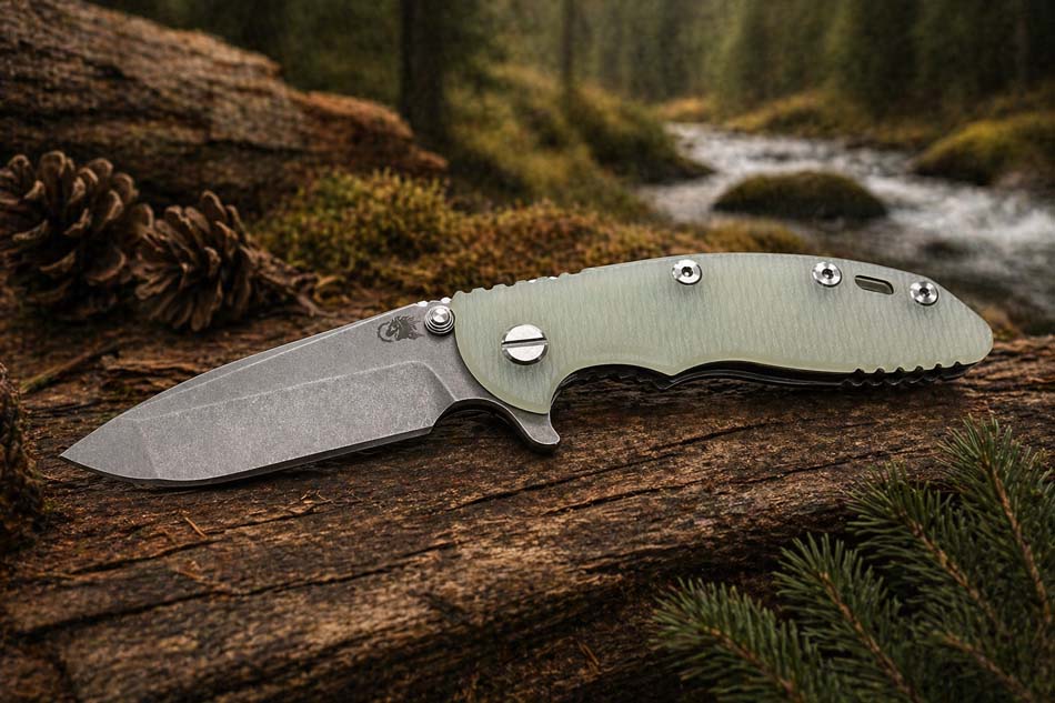Rick Hinderer XM-18 3.25" Spanto Tri-Way Working Finish Translucent Green G10 Knife Rick Hinderer XM-18 3.25" Spanto Tri-Way Working Finish Translucent Green G10 Knife