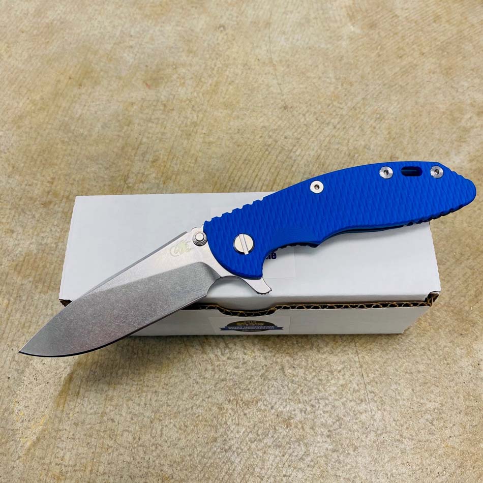 Rick Hinderer XM-18 3.5" Slicer Tri-Way Battle Blue, Stonewash Blade, Blue G10 Knife Rick Hinderer XM-18 3.5" Slicer Tri-Way Battle Blue, Stonewash Blade, Blue G10 Knife