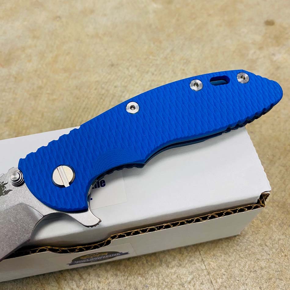 Rick Hinderer XM-18 3.5" Slicer Tri-Way Battle Blue, Stonewash Blade, Blue G10 Knife - RH XM-18 3.5" Slicer BBlu Blue