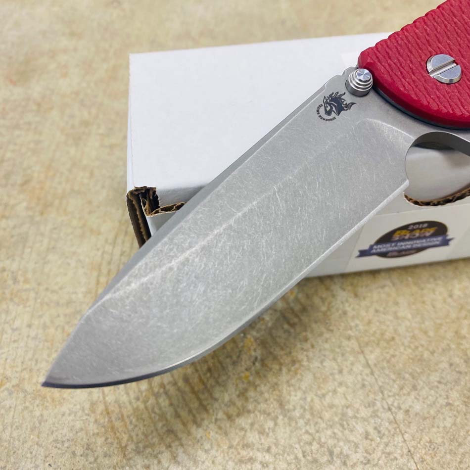 Rick Hinderer XM-24 4.0" Spearpoint Tri-Way, Working Finish, Red G10 Folding Knife - RH XM-24 4" Spear WF Red