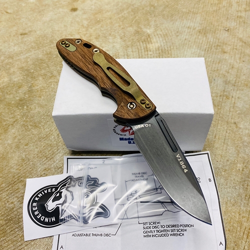 Rick Hinderer XM-Slippy 3" Spearpoint Vintage Slipjoint Smooth Walnut Knife Serial 1864 - K108SSVT00 1864