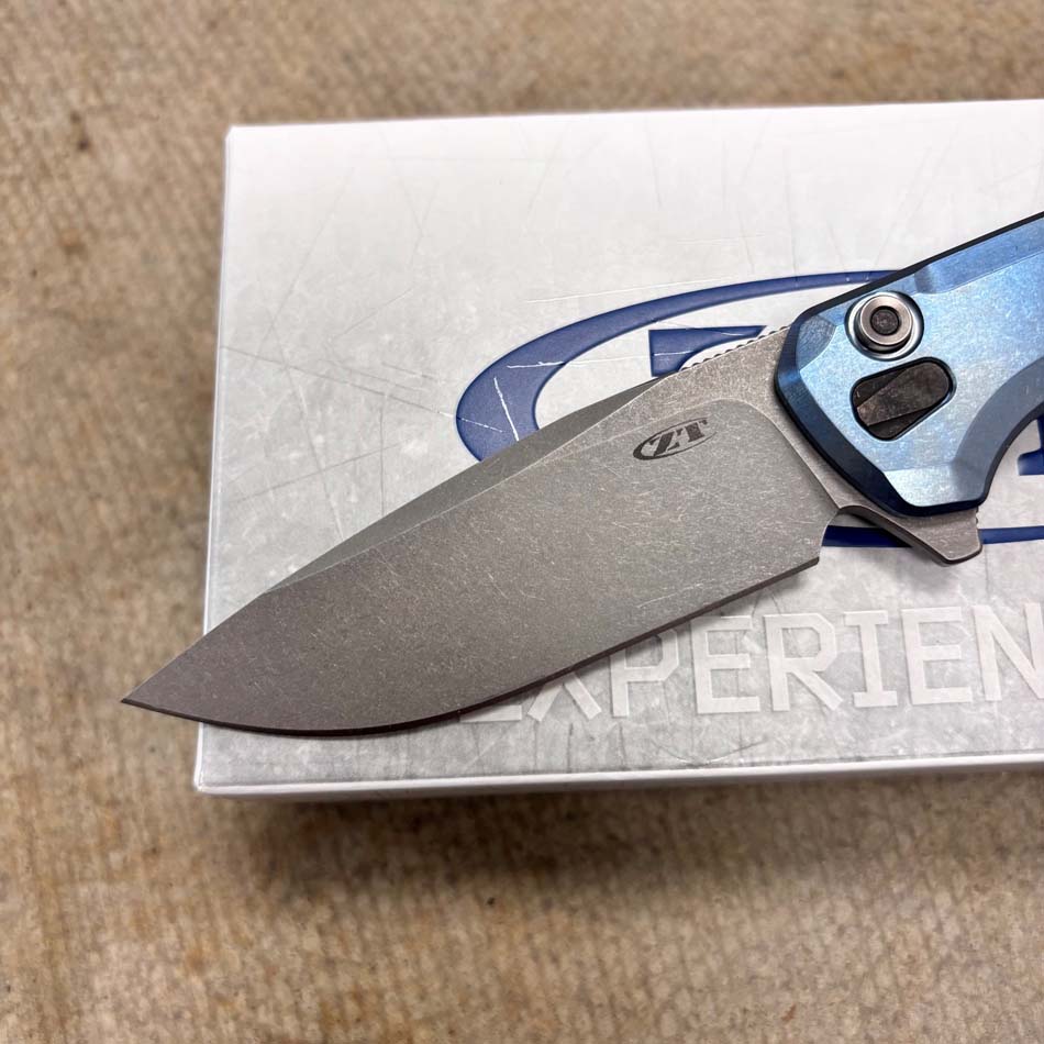 Zero Tolerance 0044BLU Stonewash S90V 3.2" Blade, Blue Titanium Knife - 0044BLU 