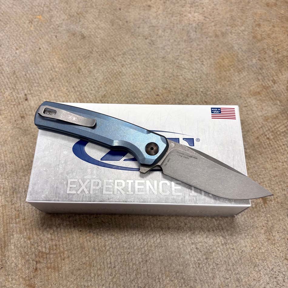 Zero Tolerance 0044BLU Stonewash S90V 3.2" Blade, Blue Titanium Knife - 0044BLU 