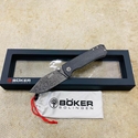 Boker 111103DAM Tiger Damascus 3.35" Collectors Piece Black Burlap Micarta Folding Knife