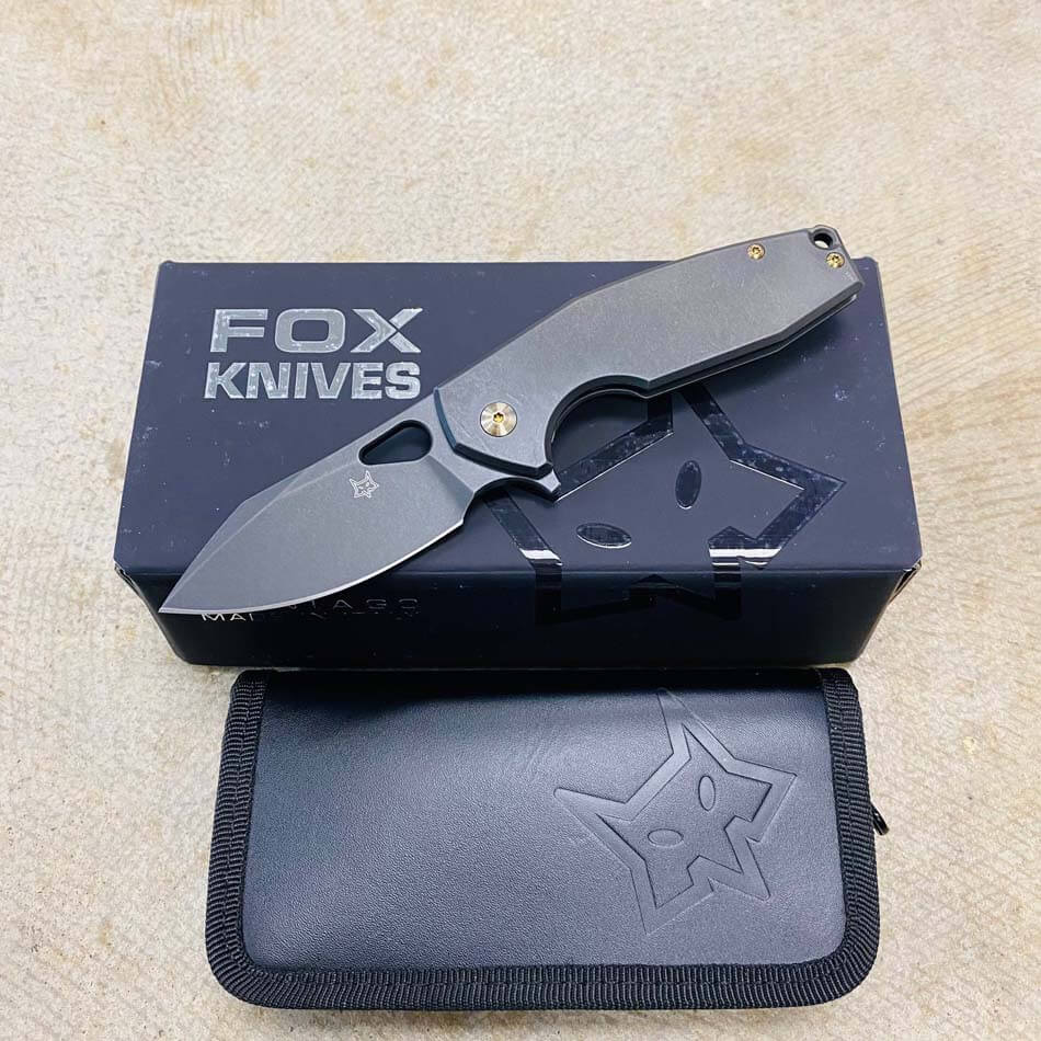 Fox FX-527 TiPVD 01FX903 Yaru PVD 2.76" CPM-S90V Blade Titanium Handles Folding Knife - 01FX903 
